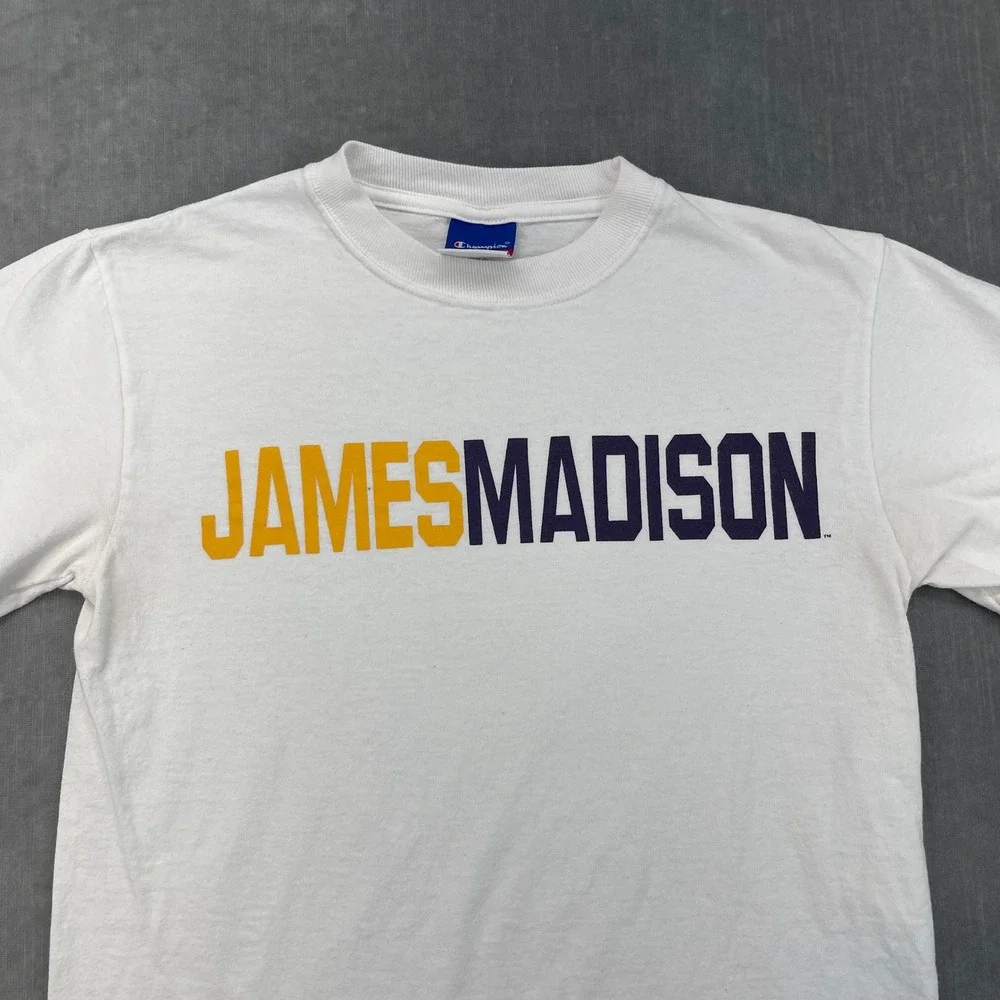James Madison University Champion Mens Small White T-Shirt JMU Dukes Graphic Tee - Picture 2 of 5